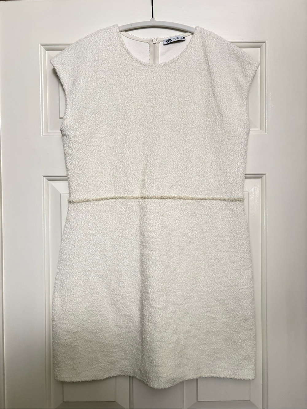 Zara Cream Textured Shift Dress